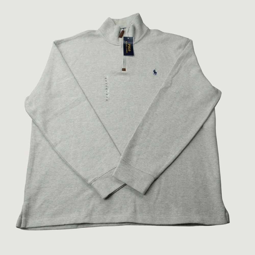 Polo Ralph Lauren Quarter Zip Pullover XL Grey Heather Cotton Classic Fit NWT